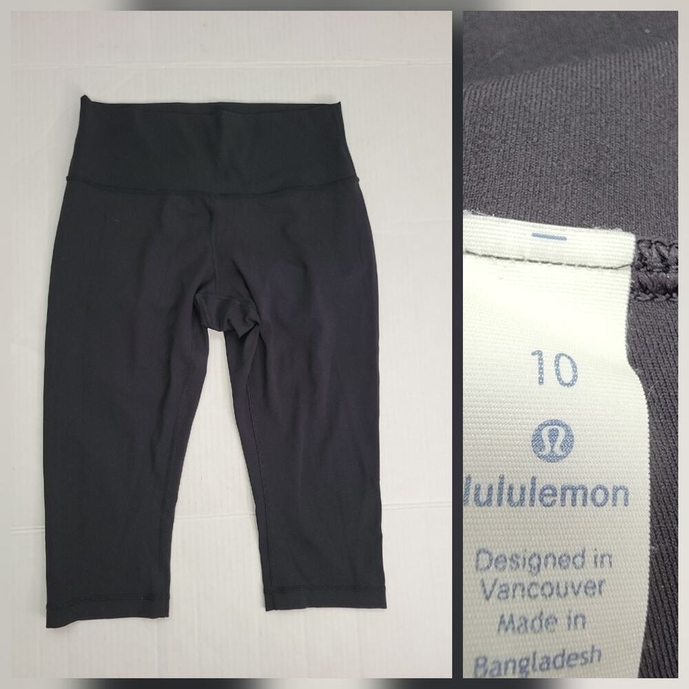 Lululemon Leggings Womens SZ 10 Wunder Under High-Rise Crop Black 17" W6AIOS